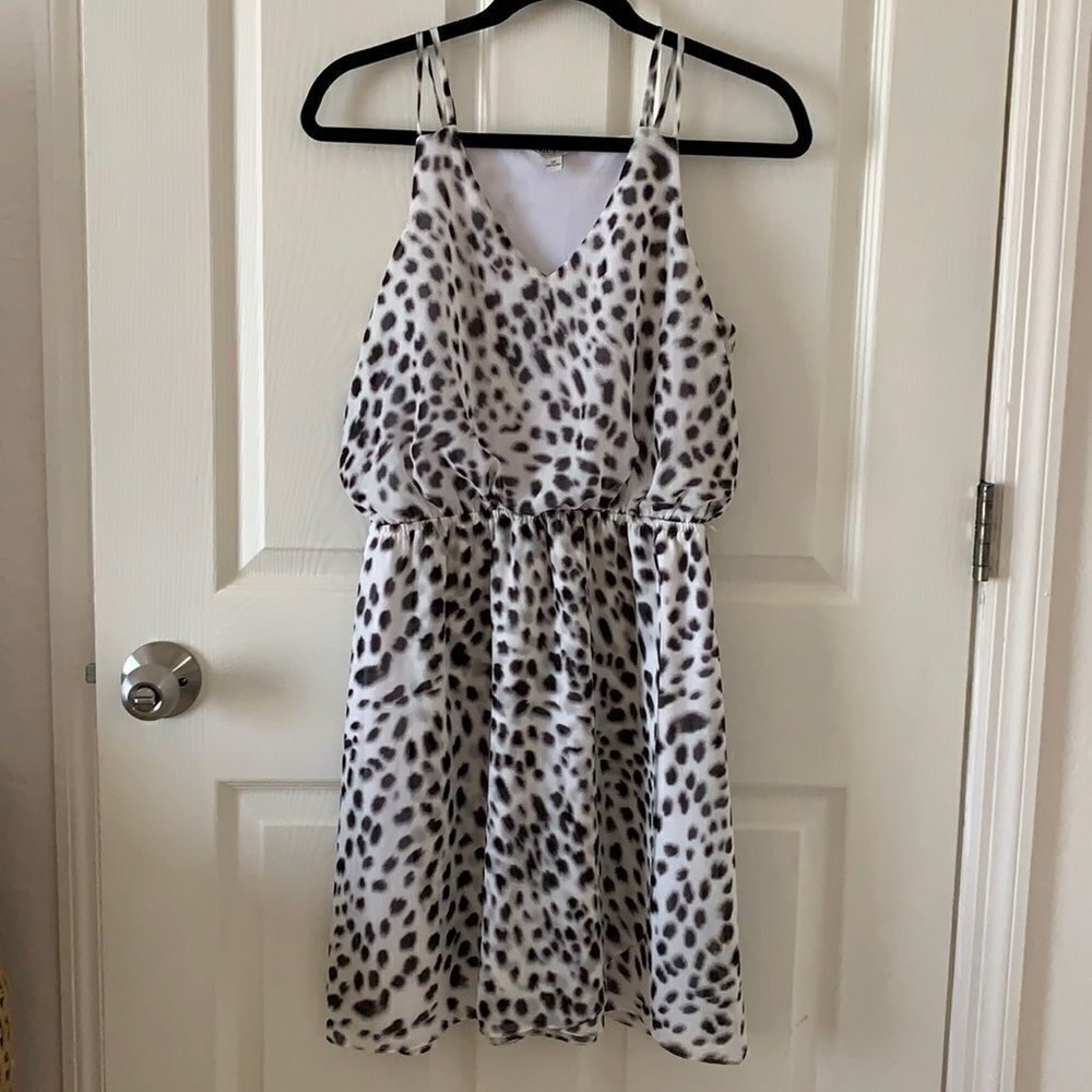 Guess White Mini Dress with Black Spot Print